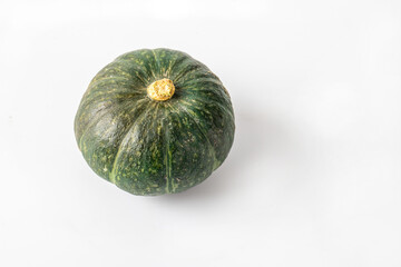 Green Japanese Pumpkin on white background.