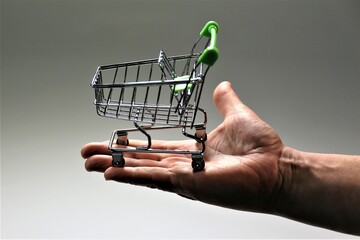 shopping cart in hand