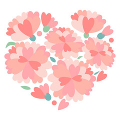 パステルカラーの花で作られたハート型