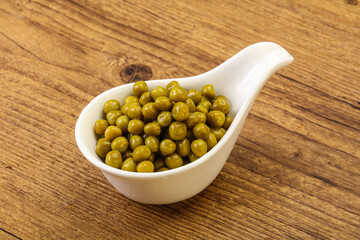 Marinated green pea in the bowl