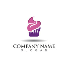 Cupcake Bakery Logo sweet dessert template icon Bakery design
