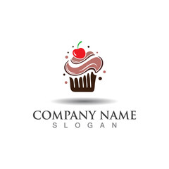 Cupcake Bakery Logo sweet dessert template icon Bakery design