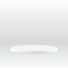 blank round pedestal . white circular awarded winner podium for outstanding luxury product advertising display on white gradient lighting background