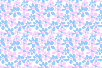 Vector simple primitive floral seamless pattern. Cute endless print with flowers in flat style. Summer spring backgrounds and textures