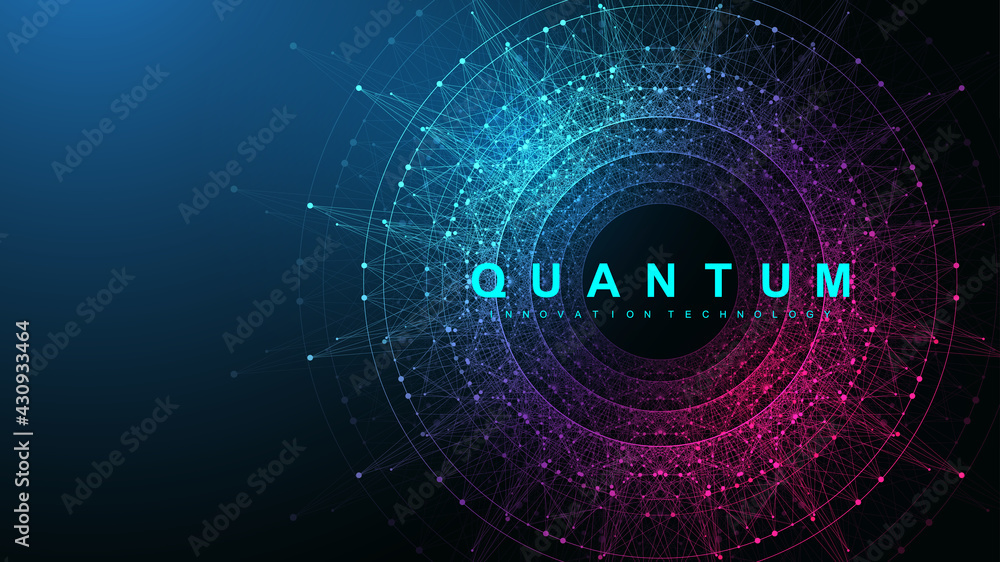 Aufkleber Quantum computer innovation technology concept. Sphere explosion background. Deep learning artificial intelligence. Big data algorithms visualization quantum explosion vector illustration