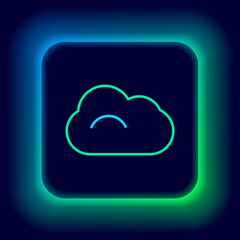 Glowing neon line Cloud icon isolated on black background. Colorful outline concept. Vector