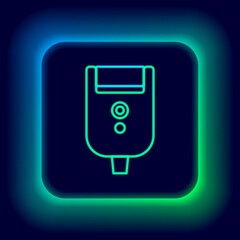 Glowing neon line Electric razor blade for men icon isolated on black background. Electric shaver. Colorful outline concept. Vector