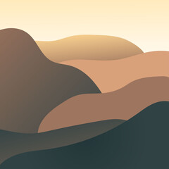 Abstract mountains landscape poster. Geometric landscape background in pastel colors. Vector illustration