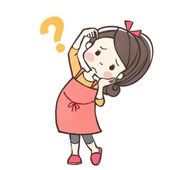 首を傾げるママちゃん
