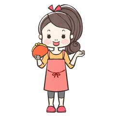 財布を持つママちゃん

