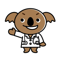 コアラ　医者　白衣のイラスト素材