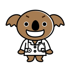 コアラ　医者　白衣のイラスト素材
