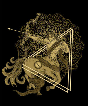 illustration Sagitarius zodiac symbol with t shirt design