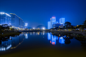 Fototapeta na wymiar City night view of Nansha, Guangzhou, China