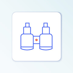 Line Binoculars icon isolated on white background. Find software sign. Spy equipment symbol. Colorful outline concept. Vector
