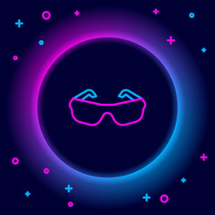 Glowing neon line Glasses icon isolated on black background. Eyeglass frame symbol. Colorful outline concept. Vector