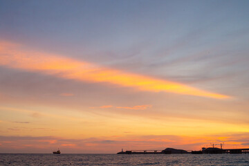 Fototapeta na wymiar Twilight sea and sky nature background.