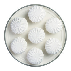 White marshmallow on a plate isolated on white