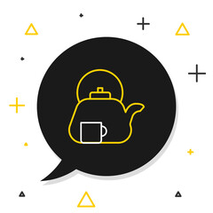 Line Traditional tea ceremony icon isolated on white background. Teapot with cup. Colorful outline concept. Vector