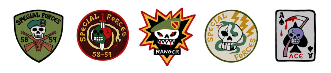 スカルのミリタリーエンブレムワッペン・イラスト