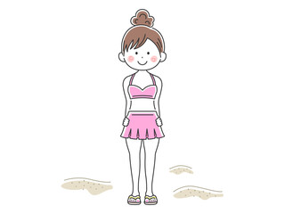 水着を着た女性のイラスト