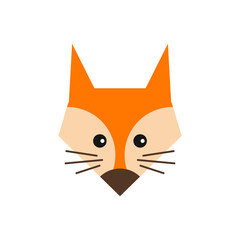 Cute fox. Vector illustration in simple style, icon isolated on white background