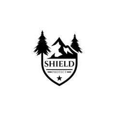 Vintage shield mountain emblem badge logo template ready for use