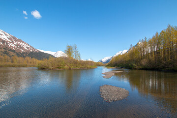 Moose Flats Wetland sandbars in Turnagain Arm near Anchorage Alaska United States