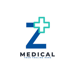 Letter Z cross plus logo. Usable for Business, Science, Healthcare, Medical, Hospital and Nature Logos.