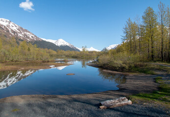 Fototapeta na wymiar Moose Flats Wetland and Portage Creek in Turnagain Arm near Anchorage Alaska United States