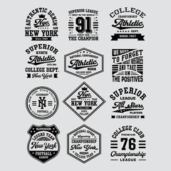 Big collection vintage college sport emblem vector design