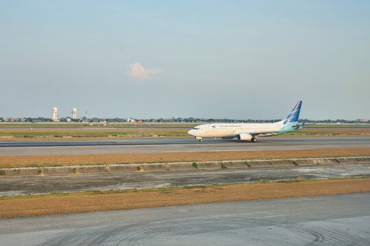 BANGKOK, THAILAND - CIRCA JANUARY, 2020: Garuda Indonesia Boeing 737 Next Generation Taxing At Suvarnabhumi Airport.