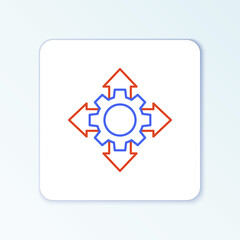 Line Project team base icon isolated on white background. Business analysis and planning, consulting, team work, project management. Colorful outline concept. Vector