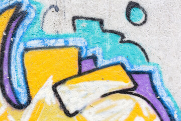 Details of the painted wall. Cement texture. Graffiti background.