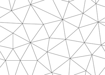 Abstract polygon triangle geometric seamless pattern. Irregular polygonal linear grid. Geometric background. Vector black and white backgroung