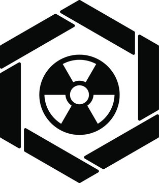 Radioactive atomic ionizing radiation danger Concept ,  biohazard risk alert Vector Icon Design, Black Hexagonal warning signs, Safety Label and Hazard symbol on white background, Caution or Notice si