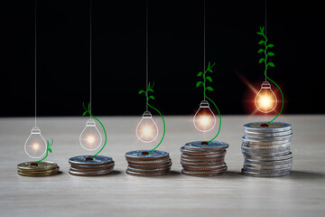 Gold and silver coins are flexible five stacks.there are bright light bulb on them, there is a...