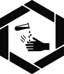 Avoid to touch with Naked Hands Concept, Corrosive Vector Icon Design, Black Hexagonal warning signs, Safety Label and Hazard symbol on white background, Modern industrial signal stock illustration