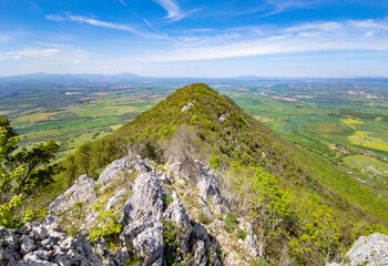 Fototapeta na wymiar Monte Soratte in Sant'Oreste (Italy) - The beautiful landscapes with old hermitages in the mountain natural reserve in province of Rome, Sabina area, during the spring.