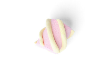 Color marshmallow isolated on white background. Top view.