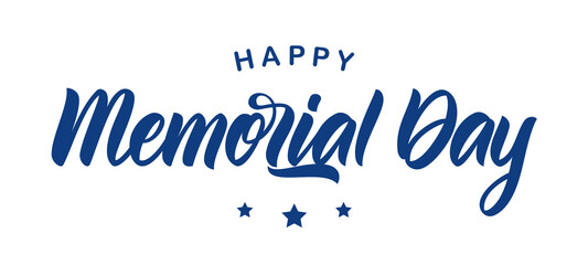 Vector Calligraphic lettering composition of Happy Memorial Day on white background.