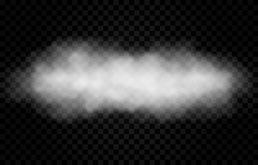 Vector cloud of smoke or fog. Fog or cloud on an isolated transparent background. Smoke, fog, cloud png.	