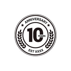 10 YEARS ANNIVERSARY BADGE LOGO