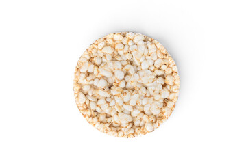 Rice crisp bread isolated on white background.