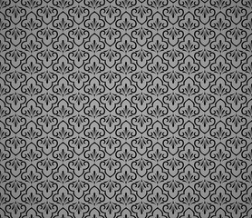 Flower geometric pattern. Seamless vector background. Black and gray ornament