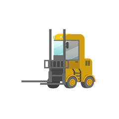 Yellow road roller isolated on white background. Construction machinery flat vector illustration.