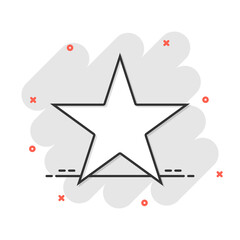 Star icon in comic style. Shape cartoon vector illustration on white isolated background. Geometric emblem splash effect business concept.