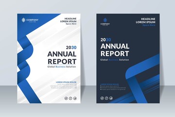 set of blue annual report design template