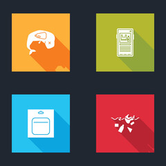 Set Environment protection whale dead, Stop plastic pollution, Battery in pack and Problem of planet icon. Vector