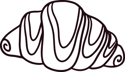 Vector line art illustration of a croissant